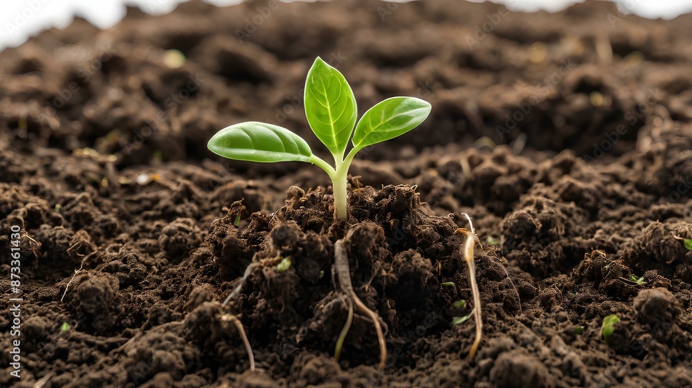 Young sprouting plant growing from the ground isolated on white and black background. Young sprouting plant growing from the ground isolated on white and black background.