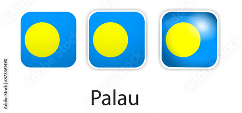 Free Download Palau flag vector icons set in the shape of rounded square - GFXLoad