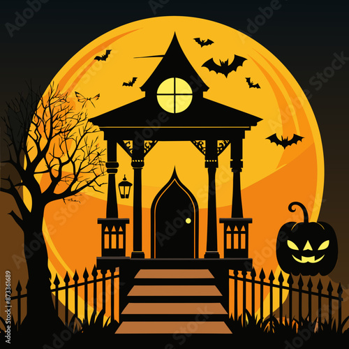 halloween vector,halloween metal art,laser cut file 3 D,pumpkinhalloween background with pumpkin and bats photo