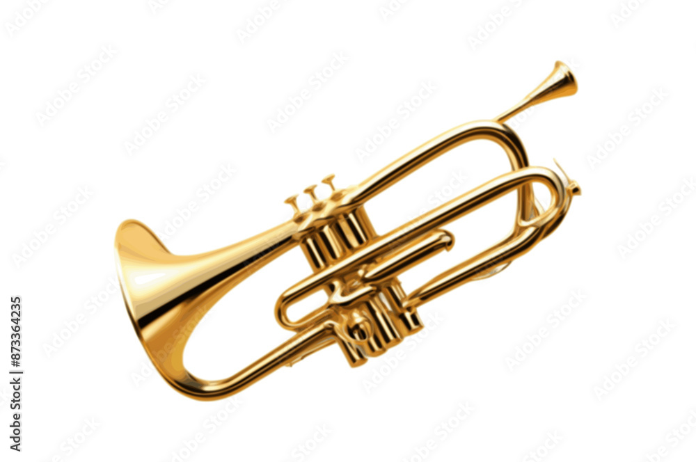 Obraz premium orchestral trumpet with shiny gold color and white background in vector form