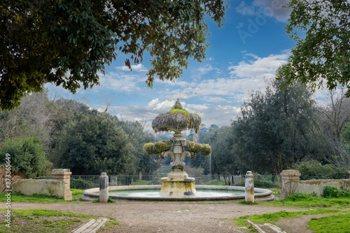 Villa Doria Pamphili - Fountain of the Lily (Fontana del Giglio). Rome, Italy
