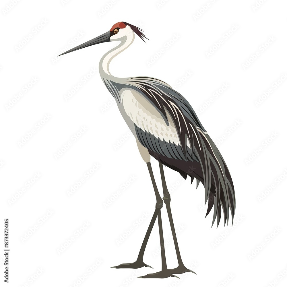 Obraz premium Crane Vintage fashion cartoon isolated whitebackground
