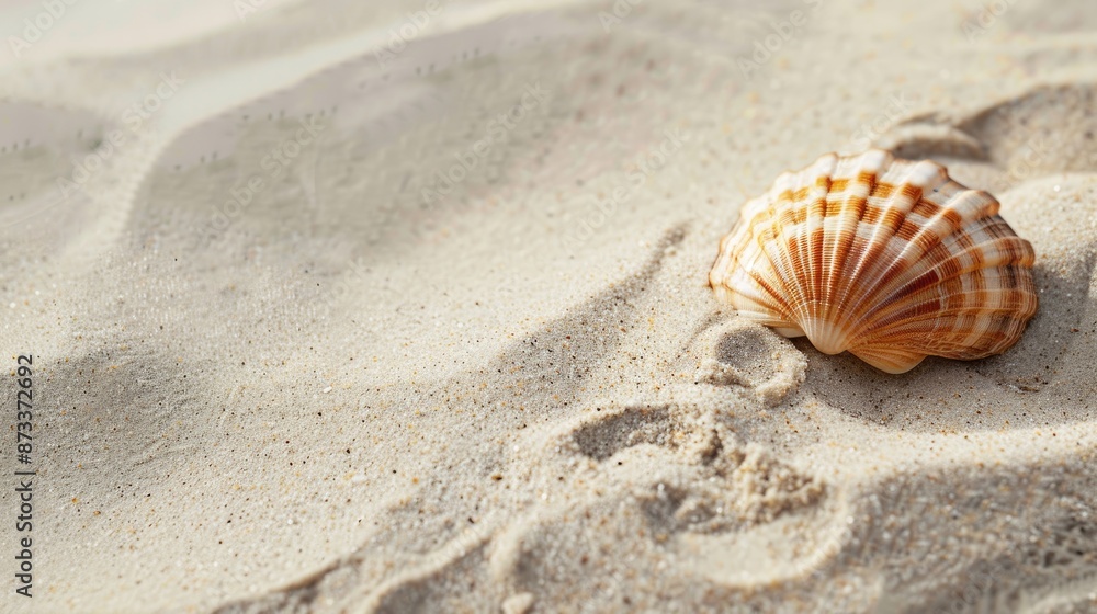 Seashell on sandy surface with empty space for text Seashell on sandy surface with empty space for text