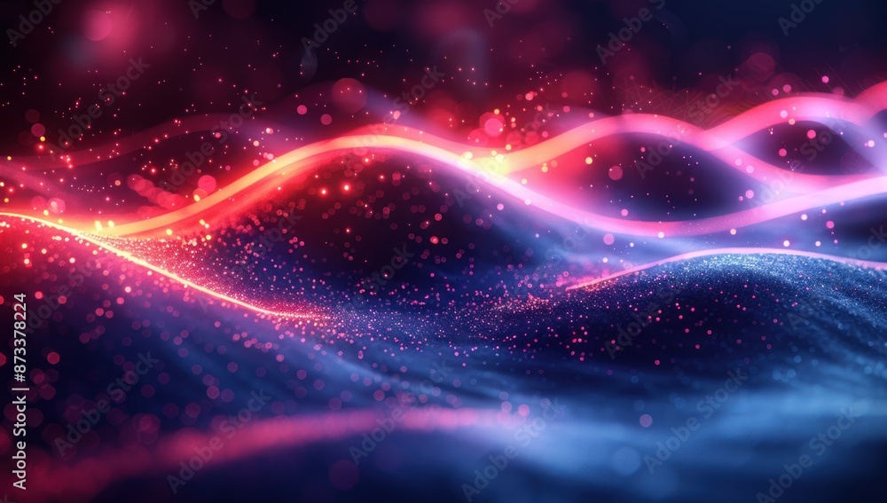 Obraz premium Abstract Glowing Waves in Red and Blue