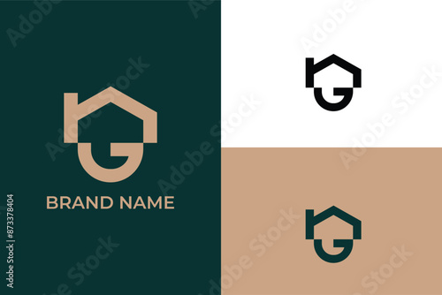 initial letter G home icon modern abstract construction and real estate business logo, letter G home roof abstract logo, letter G C property logo