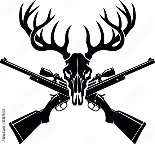 Deer skull logo with hunting elements illustrations