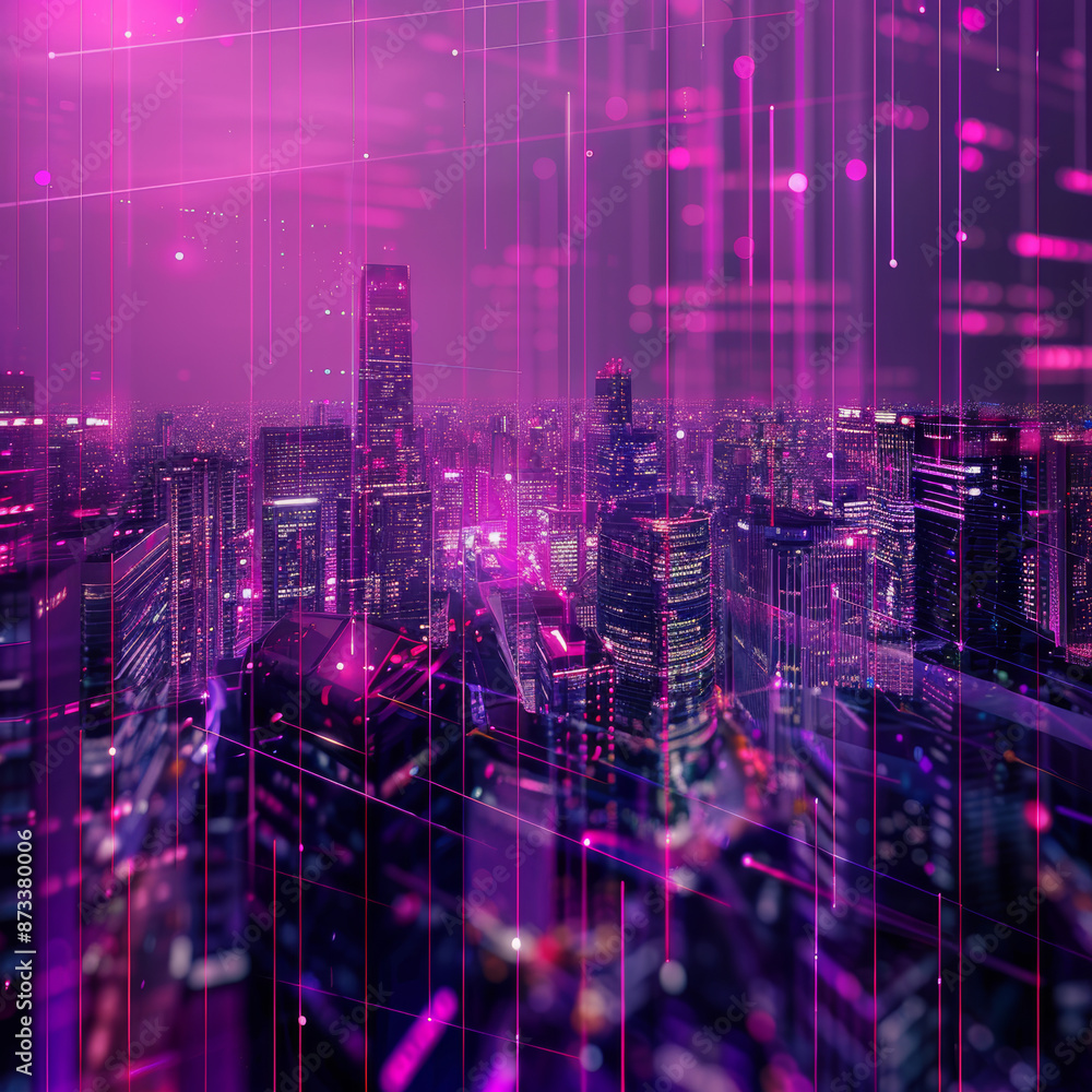 A creative glowing purple night city wallpaper adorned with digital data lines throughout, symbolizing smart city, VR, AI, and innovation concepts. A creative glowing purple night city wallpaper adorned with digital data lines throughout, symbolizing smart city, VR, AI, and innovation concepts.