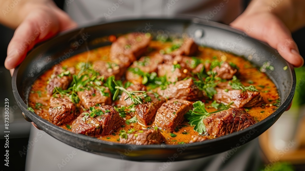 Close-up of a traditional dish being served in a chophouse