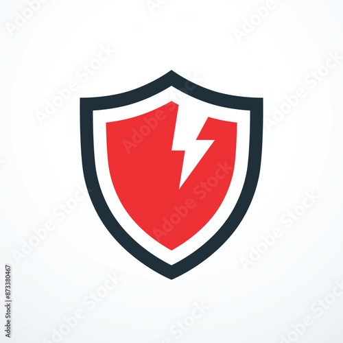 Broken cracked shield icon. Vector illustration