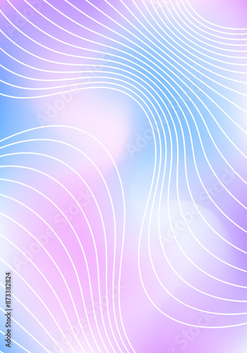 Blurred abstract background with waves. Mesh gradient. Standart poster size.  Colorful, pink, blue, white. Background for banner, brochure, booklet 