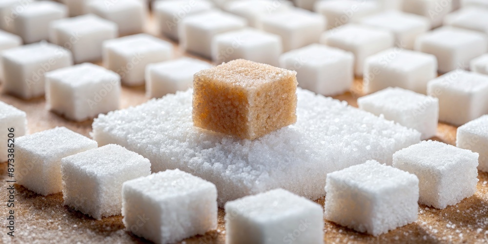 Brown Sugar Cube Standing Out Among White Cubes