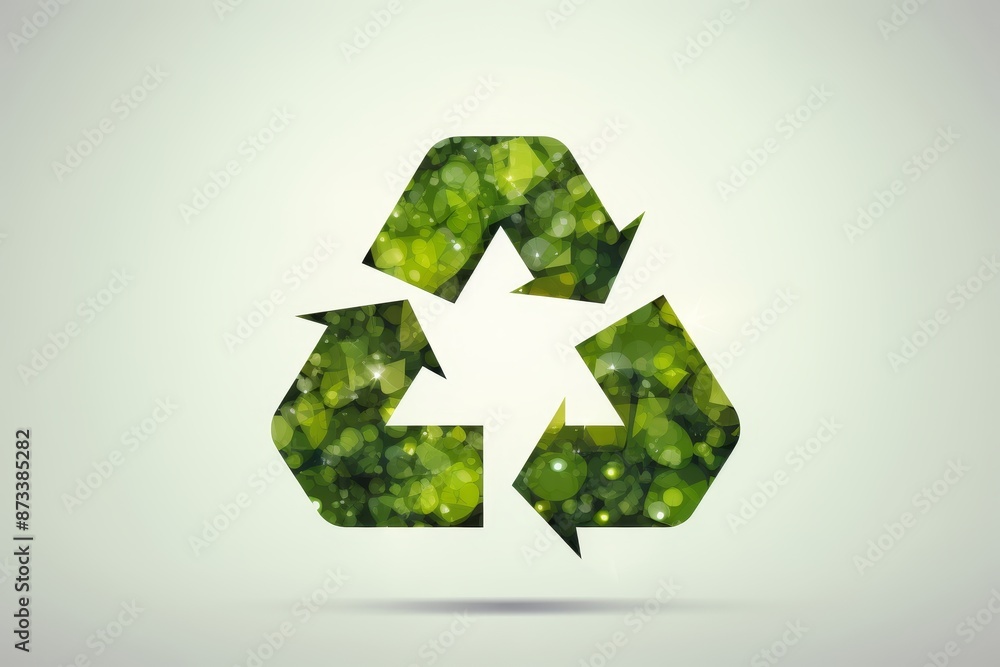 Green recycling symbol icon on white background for waste sorting and recycling purposes Green recycling symbol icon on white background for waste sorting and recycling purposes
