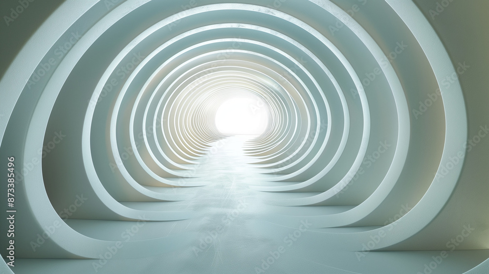 Obraz premium Futuristic White Tunnel with Concentric Circles