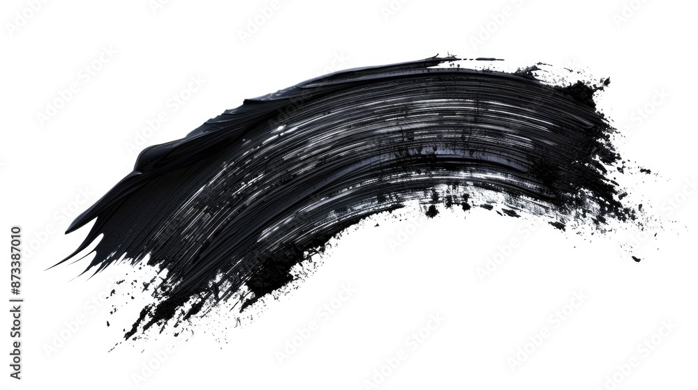 A black brush stroke on a white background. The brush stroke is long and has a lot of texture. It looks like it was made with a lot of force and energy A black brush stroke on a white background. The brush stroke is long and has a lot of texture. It looks like it was made with a lot of force and energy