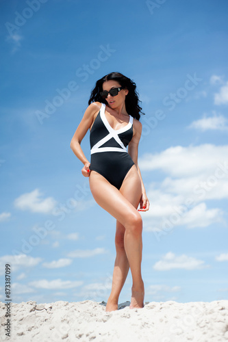 Perefect fashion woman relax on tropical resort photo