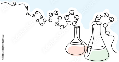 Chemistry retorts equipment with molecules concept.