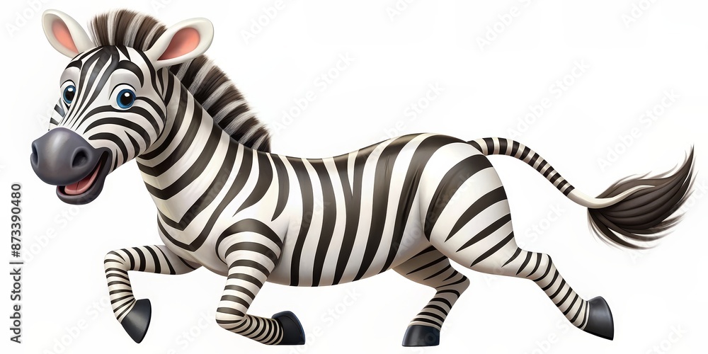 Obraz premium Happy Cartoon Zebra Running 3D Render