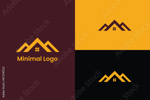 home icon Minimal elegant monogram art logo,   city logo, construction company  logo, real estate abstract building logo, geometric design building logo, home remodeling logo, 
