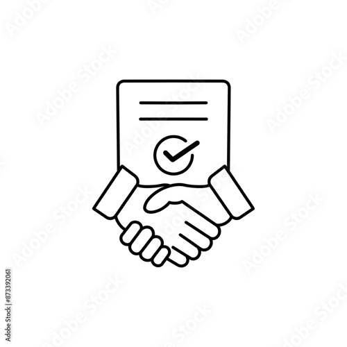 Partnership and handshake concept editable stroke outline icon isolated on white background flat vector illustration. Pixel perfect.