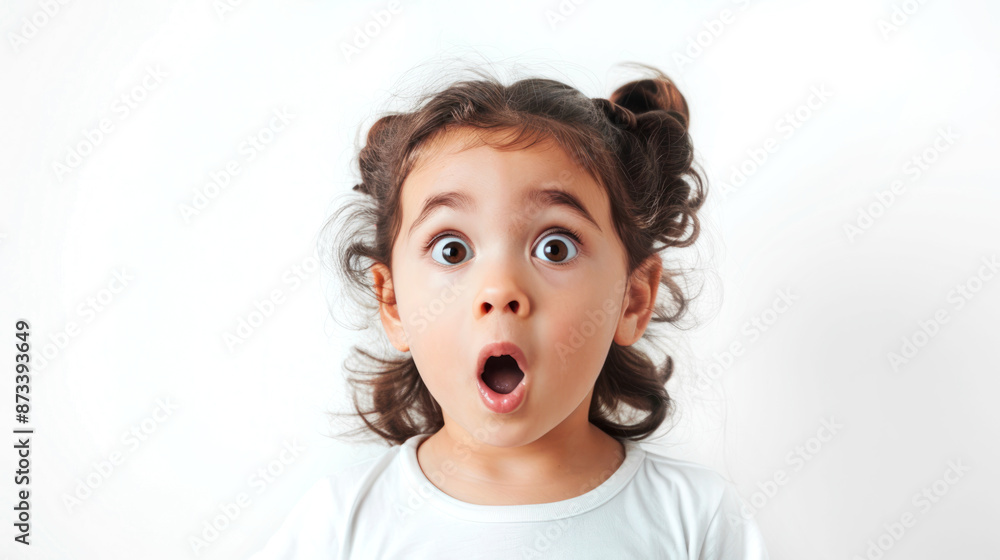 Surprised or scared little girl on a white background. Emotions. Surprised or scared little girl on a white background. Emotions.