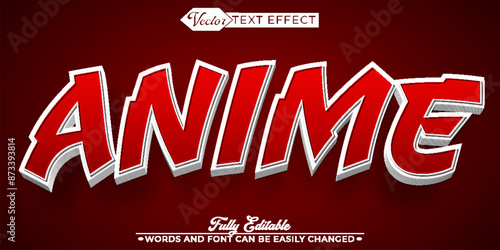 Cartoon Red Anime Vector Editable Text Effect Template