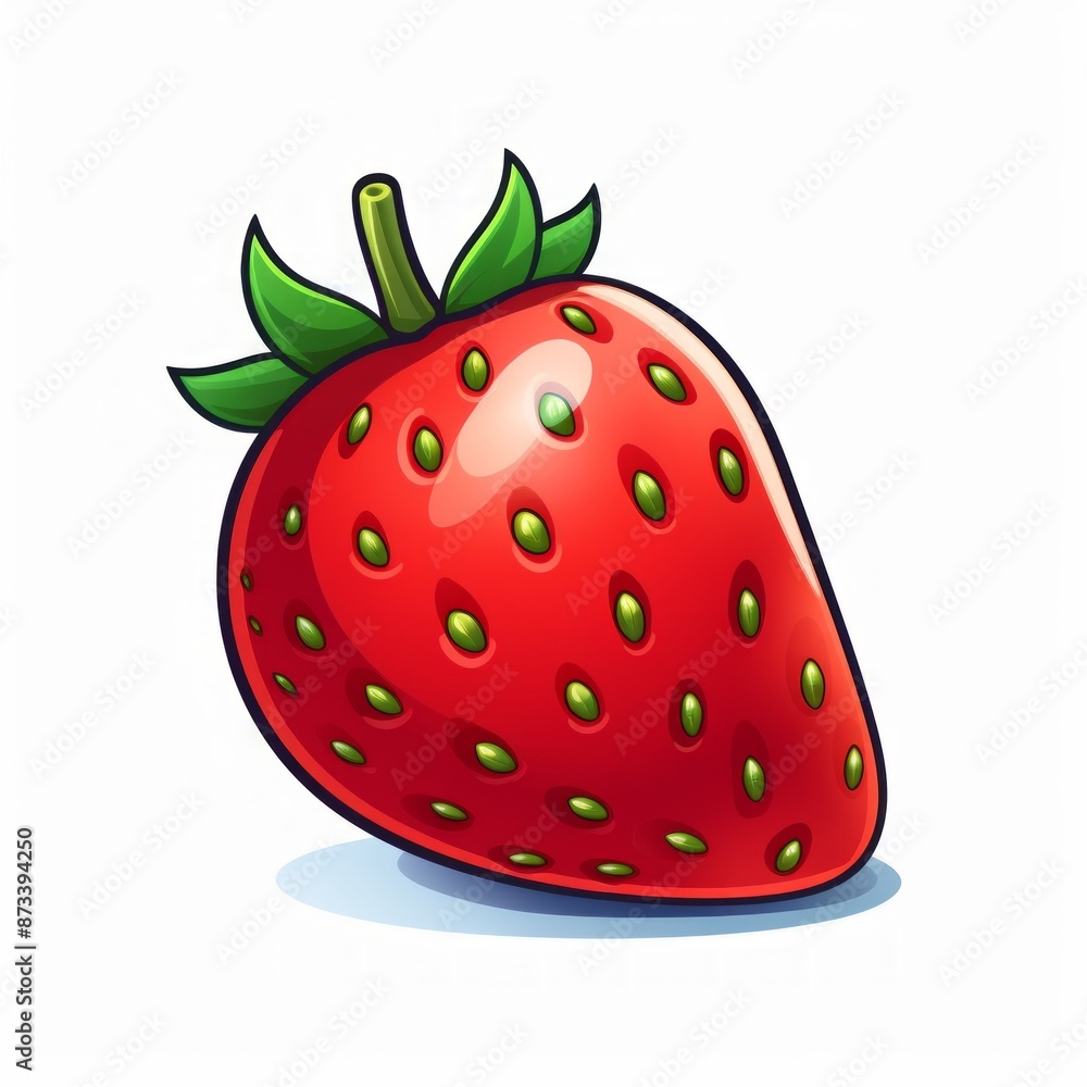 Vibrant strawberry with fresh green leaves illustrated on a white background perfect for healthy eating concept Vibrant strawberry with fresh green leaves illustrated on a white background perfect for healthy eating concept