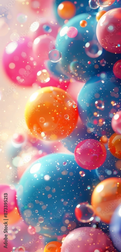 Colorful abstract background with large bubbles and sparkles, vibrant and dreamy atmosphere Colorful abstract background with large bubbles and sparkles, vibrant and dreamy atmosphere