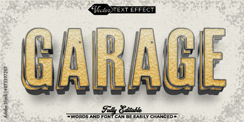 Retro Vintage Dirty Old Car Repair Garage Vector Editable Text Effect Template