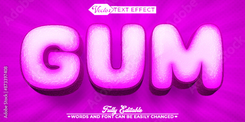 Cartoon Pink Bubblegum Vector Editable Text Effect Template