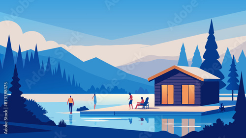 Serene Lakeside Retreat with Friends at Dusk