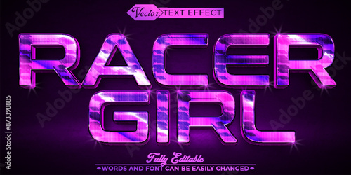 Shiny Purple Racer Girl Vector Editable Text Effect Template