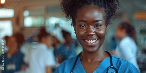 Portrait of a Smiling Female Nurse in a Hospital Setting