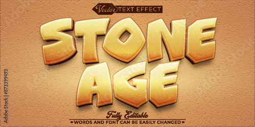 Cartoon Stone Age Vector Editable Text Effect Template