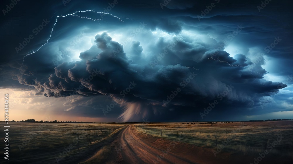 Menacing Dark Storm Clouds Over Open Field Menacing Dark Storm Clouds Over Open Field