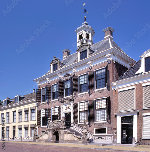 Town hall in rococo style, in the center of the city of Sneek in Friesland, Holland