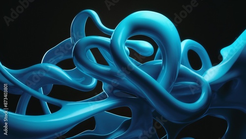 This is a 3D rendering of a blue and pink shape that is twisted and curved.

 photo