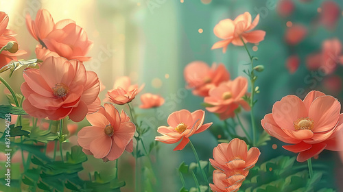 Wallpaper Mural  A cluster of pink blossoms against a lively green-yellow backdrop, with hazy tree silhouettes behind Torontodigital.ca