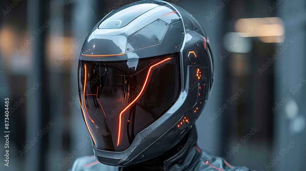 High-tech motorcycle helmet with sleek design and visor High-tech motorcycle helmet with sleek design and visor