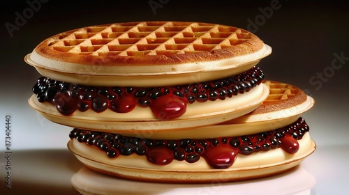 Wallpaper Mural   A stack of waffles with jelly on top Torontodigital.ca