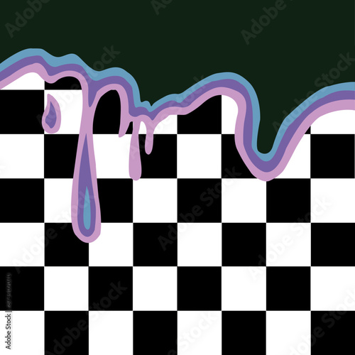 trippy checkerboard dripping paint