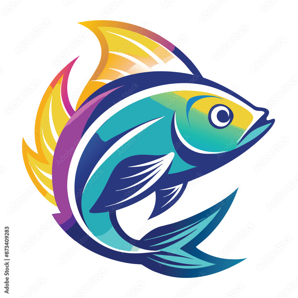 Obraz premium Flat Modern Colorful Fish Logo for Commercial Use , High Quality Vector Illustratiion