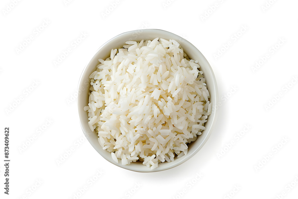 Bowl of boiled rice isolated on white background Bowl of boiled rice isolated on white background