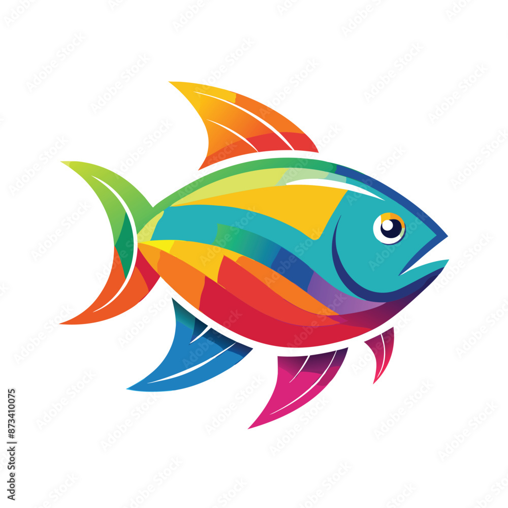 Obraz premium Flat Modern Colorful Fish Logo for Commercial Use , High Quality Vector Illustratiion