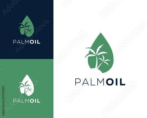 Palm oil logo. Palm tree with oil icon logo design illustration.