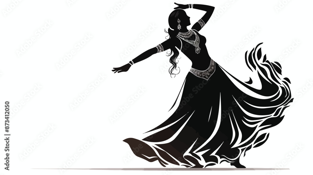 Woman dancer in national Indian cloth dancing Bhara Woman dancer in national Indian cloth dancing Bhara