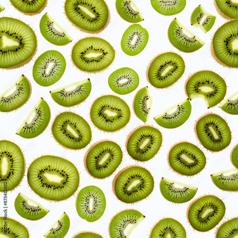 Sliced delicious ripe kiwi fruit on white. Top view Sliced delicious ripe kiwi fruit on white. Top view
