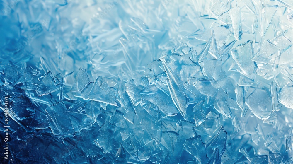 A blue background with ice shards scattered across it. The ice shards are broken and scattered, creating a sense of chaos and disarray A blue background with ice shards scattered across it. The ice shards are broken and scattered, creating a sense of chaos and disarray