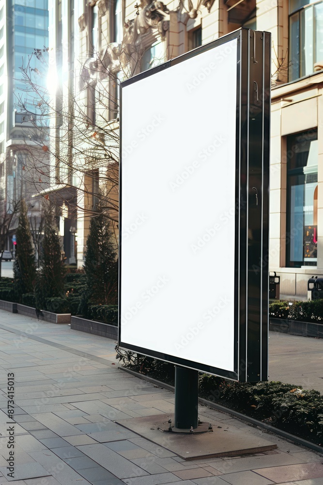 Public space advertisement board with empty blank white signboard Versatile display offers large Public space advertisement board with empty blank white signboard Versatile display offers large