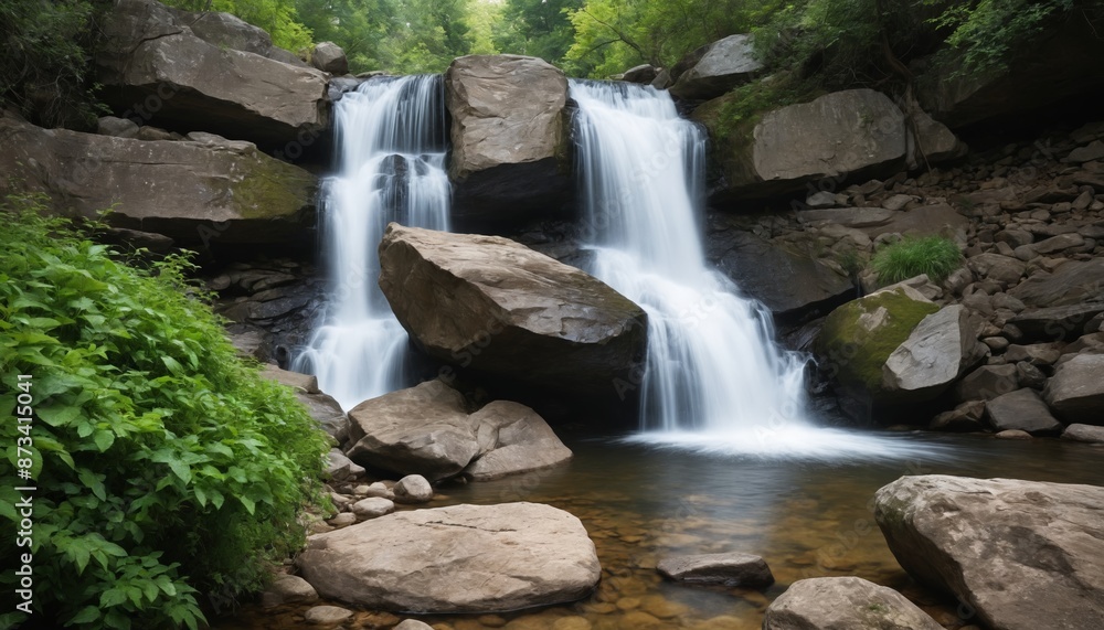 Fototapeta premium A cascade of serenity amidst the green forest
