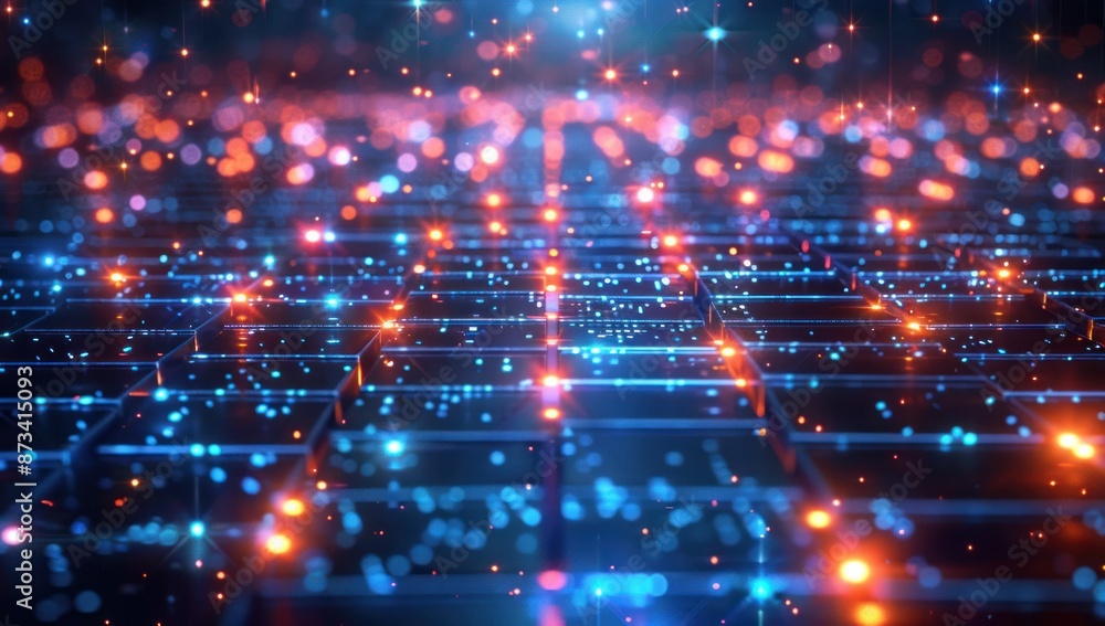 Obraz premium Abstract Digital Network with Glowing Lights